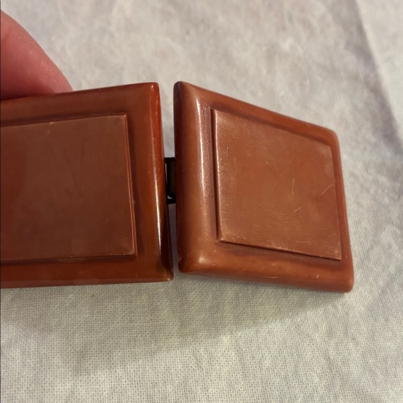 Vintage Chocolate Brown Belt Buckle Hook and Eye style 2 piece Set for 1” belt - Picture 2 of 9